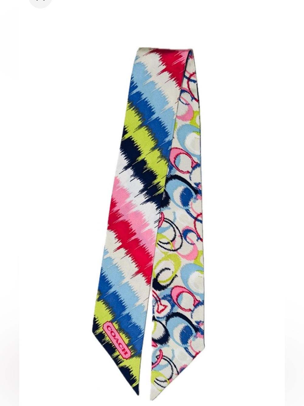Coach Poppy multicolor IKAT print silk skinny scarf - Picture 9 of 10